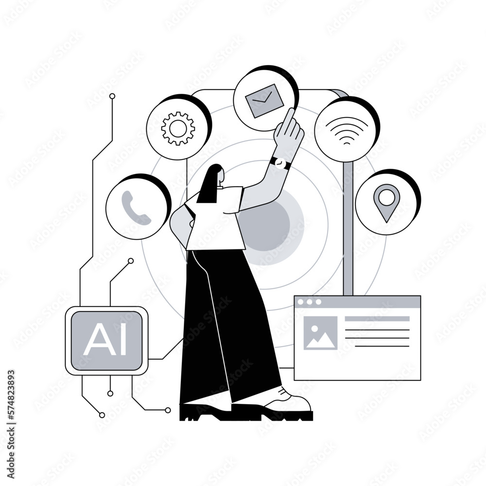Poster intelligent interface abstract concept vector illustration. interactive user interface, usability en