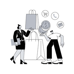 Clienting abstract concept vector illustration. Retail clienting practice, successful service, personalized sale, customer needs satisfaction, client loyalty, management abstract metaphor.