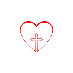 Jesus love icon. Heart. "Crucifix". Easter Vector illustration on a white background.
