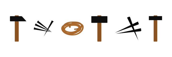 Hammer nails icon. Vector illustration on a white background.