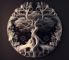 Tree of life illustration Generative AI