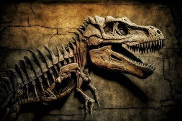 For the background, a dinosaur fossil. Generative AI