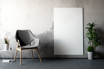 Chair and empty poster interior design. mockup. Generative AI