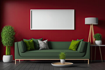 Modern home interior background, mockup poster wall,. Generative AI