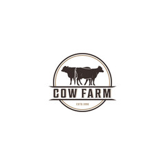 cow farm logo template in white background