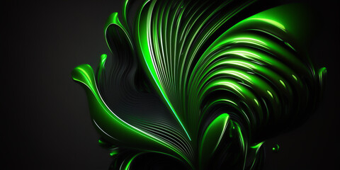 background with metallic effect of organic shapes in green color. Post-processed generative AI