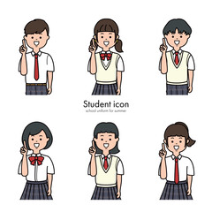 中学生・高校生アイコン　夏服　ワンポイントポーズ