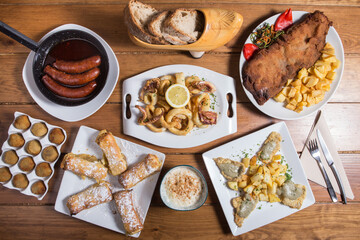 Set of delicious asturian dishes