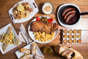Set of delicious asturian dishes