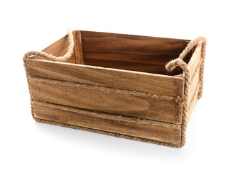 Wooden box isolated on white background