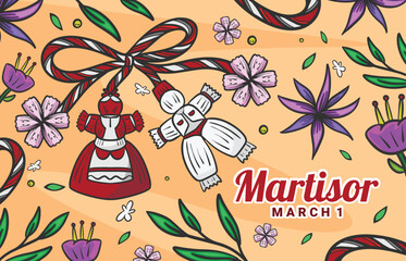 hand drawn illustration design with martisor day theme