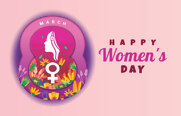 illustration of 8 march for happy women's day