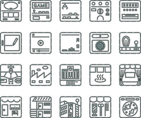 四角い点線アイコンセット 水色