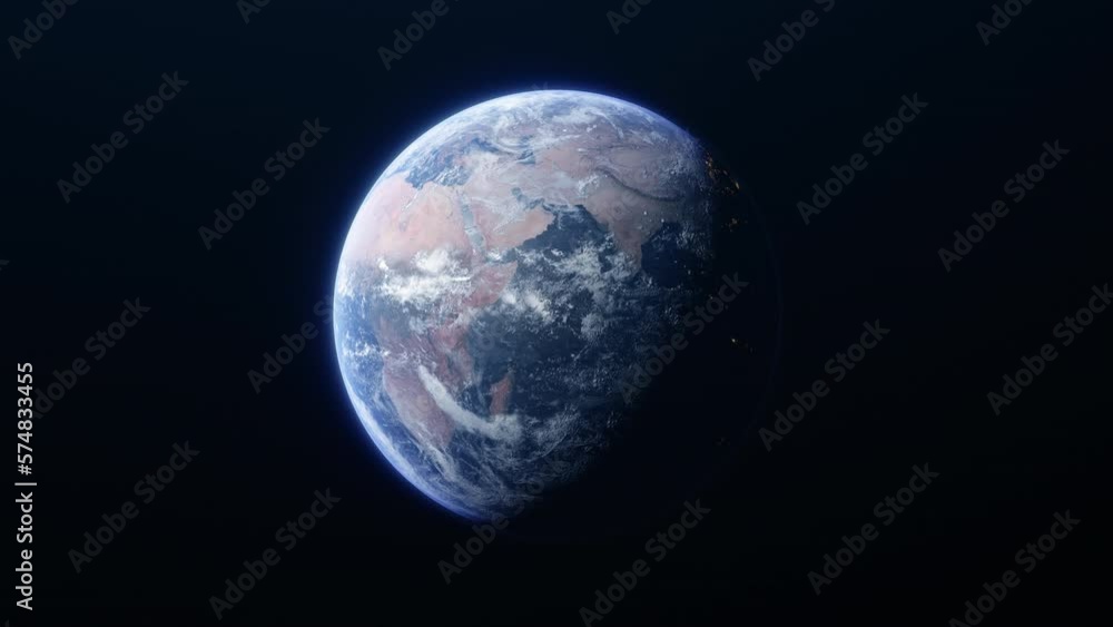 Wall mural rotating planet earth from space. seamless loop animation. textures from the nasa website