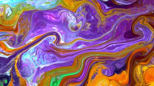 Abstract Classic Fluid Paint Art Wave Texture Ebru Effect Footage.