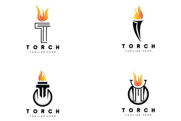 Torch Logo, Fire Design, Letter Logo, Product Brand Icon