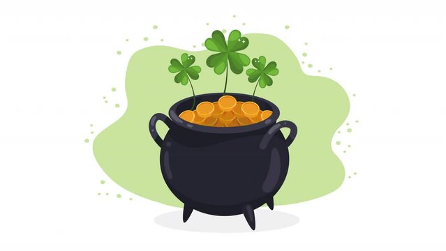 golden coins in cauldron animation