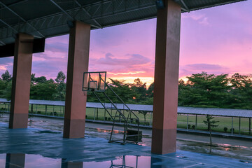 School in the sunset