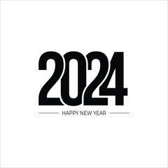 Happy New Year 2024 text design. for Brochure design template, card, banner. Vector illustration. Isolated on white background.