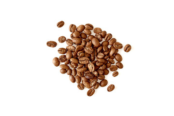 Top view Coffee beans on white background