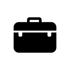  Briefcase Icon in black flat glyph, filled style isolated on white background.eps