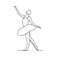 ballerina pose one Line drawing Illustration continuous line art