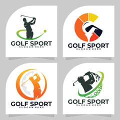 set of golf sport logo vector design template