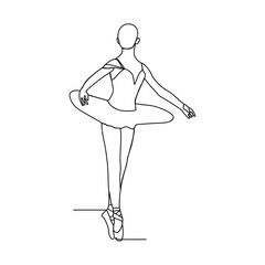 ballerina pose one Line drawing Illustration continuous line art
