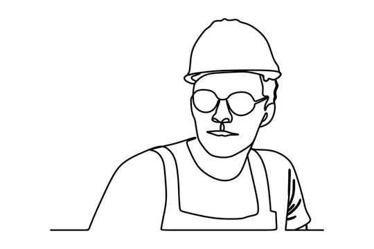 recommend clip art: continuous line drawing of construction worker
