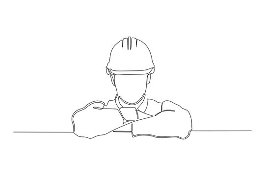 recommend clip art: continuous line drawing of construction worker