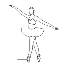 ballerina Pose One Line Drawing Illustration Continuous Line Art