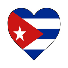 Cuba Heart Shape Flag. Love Cuba. Visit Cuba. Caribbean. Latin America. Vector Illustration Graphic Design.