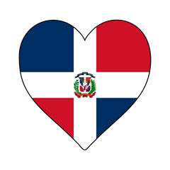 Obraz premium Dominican Republic Heart Shape Flag. Love Dominican Republic. Visit Dominican Republic. Caribbean. Latin America. Vector Illustration Graphic Design.