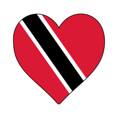 Trinidad and Tobago Heart Shape Flag. Love Trinidad and Tobago. Visit Trinidad and Tobago. Caribbean. Latin America. Vector Illustration Graphic Design.