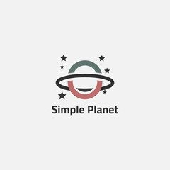Simple saturn planet logo with some stars.
