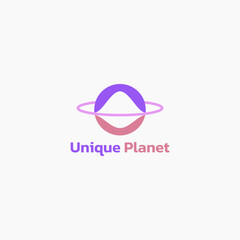 Saturn planet logo with a unique shape.