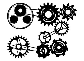 Gear system with modern style isolated with different size and shape design like industry system teamwork