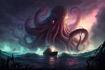 Sea monsters, mythological creatures, fantasy scenes, generative AI © Hayatun