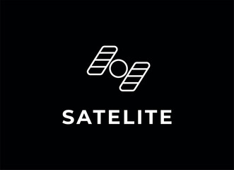 The satellite in the space vector flat design illustration. Good concept for business connected. Logo design.