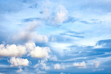 Beautiful clouds sunset light on blue sky with pink hues in asia on Bali island