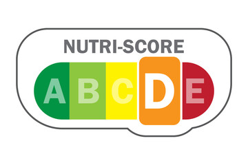 Packaging with nutri score. Letter D. Vector illustration.