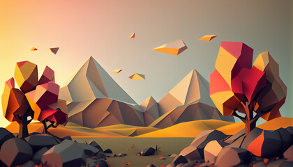 Low Poly 3D Illustration Image created with Generative AI technology