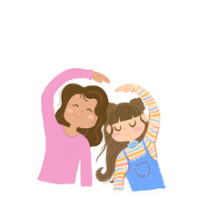 Obraz na płótnie Canvas Ilustración para el día de la madre sin fondo, tarjeta de feliz día de la madre, editablemadre e hija abrazadas