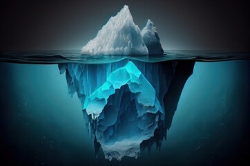 Iceberg Below And Above Water Climate Change Generative AI