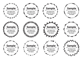 太めのペンで手書きで描いたかわいい円フレームのセット