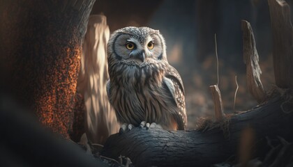 Beautiful Artistic Designer Cinematic Portrait of a Owl Animal in its Natural Habitat: Celebrating Cute Creatures, Wildlife, Biology, Nature, and Biodiversity (generative AI