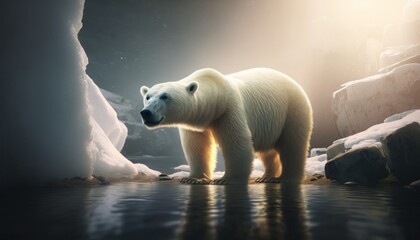 Obraz na płótnie Canvas Beautiful Artistic Designer Cinematic Portrait of a polar bear Animal in its Natural Habitat: Celebrating Cute Creatures, Wildlife, Biology, Nature, and Biodiversity (generative AI