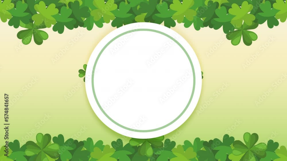 Wall mural clovers in circular frame animation