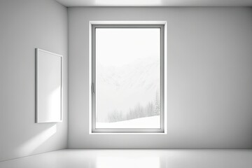 modern white room template with window. Generative AI