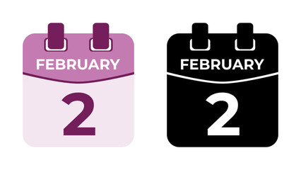 February 2 flat daily spiral calendar icon date vector image in matching color scheme. Suitable and perfect for design material, such as event or reminder. The best editable graphic resources.